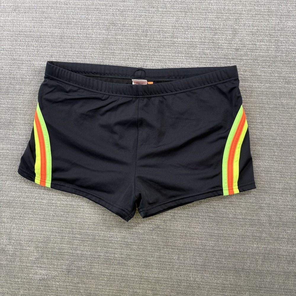 Sundek Zion Swim Boxer Shorts Mens XL Black Rainbow Stripes Stretch Beach Resort
